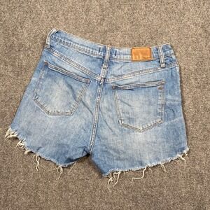 Madewell The High Rise Slim Crop Boyjean Denim Shorts Distressed Frayed Size 27